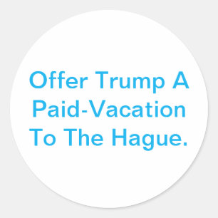 Trump's vakantie in Den Haag Hankamer Artjunkhaus Ronde Sticker
