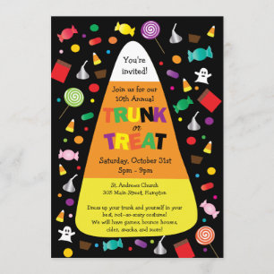 Trunk of Treat Halloween Snoep Invitation Kaart