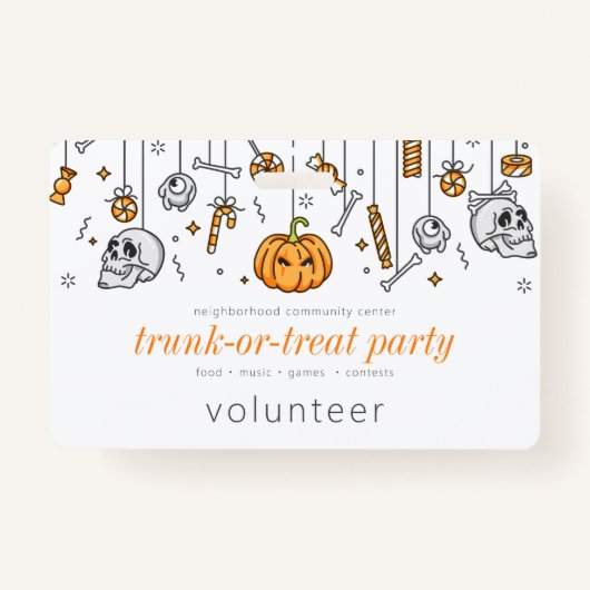 Trunk of Treat Modern Chic Halloween Party Badge (Voorkant)
