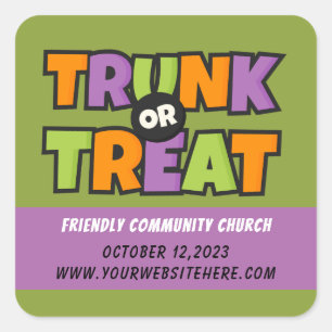 Trunk of Treat Party Church Evenement Vierkante Sticker