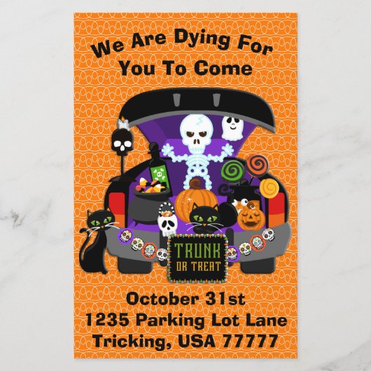 Trunk of Treat Skeleton Halloween 5,5 x 8,5 Flyer (Voorkant)