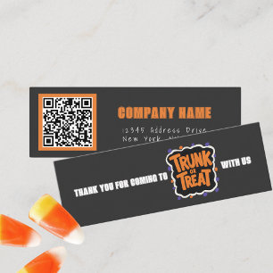 Trunk or Treat Grey Halloween Bedankt Mini Visitekaartje