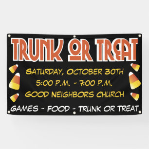 Trunk Or Treat Halloween Candy Corn Evenement Spandoek