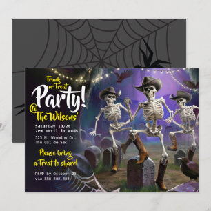 Trunk or Treat Halloween-dansfeest, skeletten Kaart