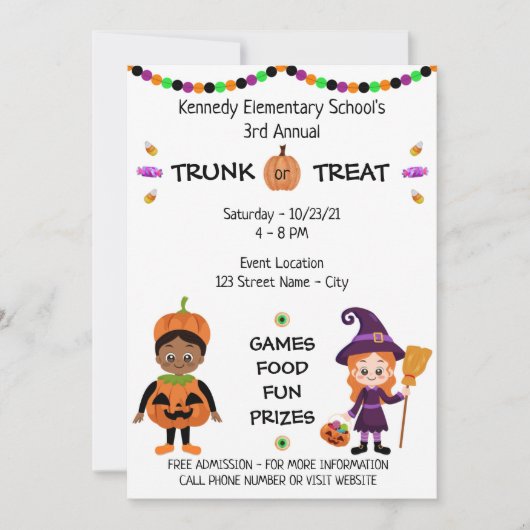 Trunk or Treat Halloween Invitation (Devant)