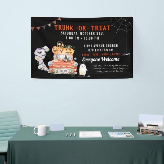 Trunk Ou Treat | Bannière du parti Halloween moder (Salon professionnel)