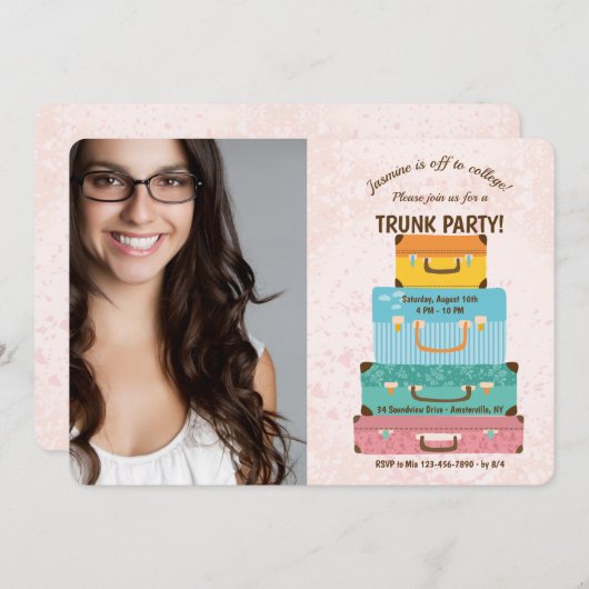 Trunk Party (Vrouw)Fotouitnodiging Kaart (Voorkant / Achterkant)