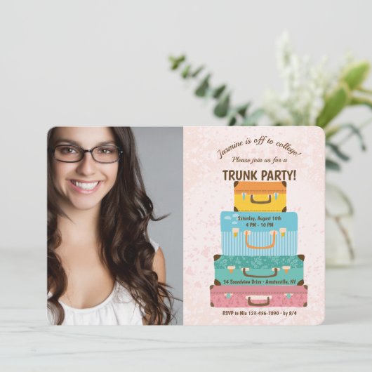 Trunk Party (Vrouw)Fotouitnodiging Kaart (Staand voorkant)