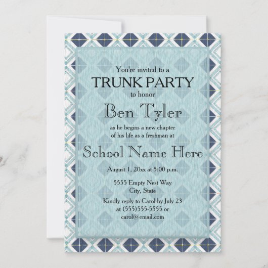 Trunk van het Navy and Light Blue Diamond Pattern  Kaart (Voorkant)
