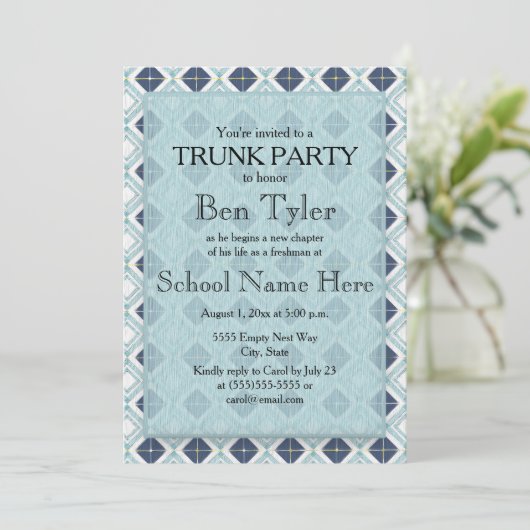 Trunk van het Navy and Light Blue Diamond Pattern  Kaart (Staand voorkant)