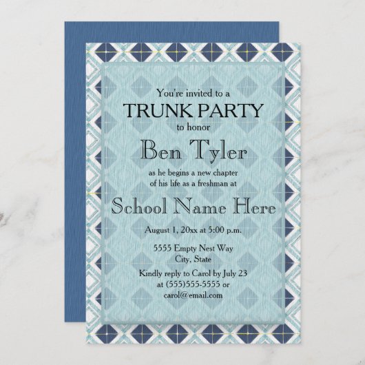 Trunk van het Navy and Light Blue Diamond Pattern  Kaart (Voorkant / Achterkant)