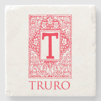 Truro Red Monogram Stone Onderzetter