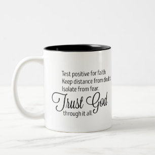 Trust God Script Typografie Tweekleurige Koffiemok