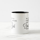 Trust God Script Typografie Tweekleurige Koffiemok (Center)