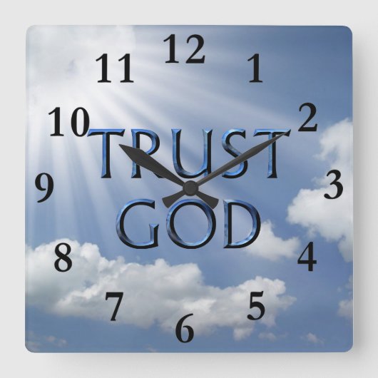 TRUST GOD VIERKANTE KLOK (Voorkant)