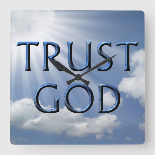 TRUST GOD VIERKANTE KLOK (Voorkant)