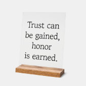 Trust & Honor Acryl Teken Bord (Hoek)