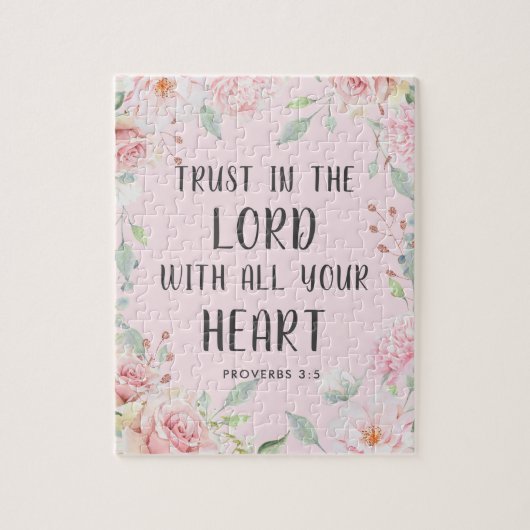 Trust in the Lord Pink Floral Scripting Legpuzzel (Verticaal)
