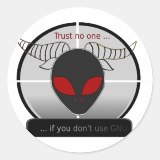 Trust no one. ronde sticker (Voorkant)
