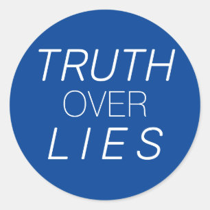 "Truth over Lies" blauw wit - Ronde Sticker