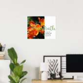 Truth Psaume 145:18 Orange Floral Poster (Bureau à domicile)