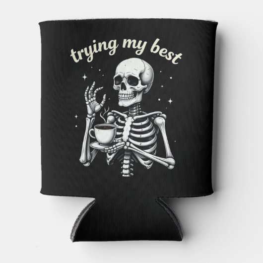 Trying My Best Funny Skeleton Coffee Halloween Blikjeskoeler (Voorkant)