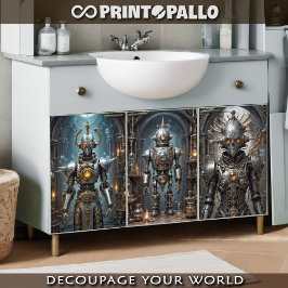 Tryptische Retrofuturistische steampunk robots Inpakpapier Vel
