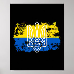 Tryzub Stand Verenigd Met Oekraïense Driehoek Oekr Poster
