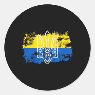 Tryzub Stand Verenigd Met Oekraïense Drieklauw Ronde Sticker
