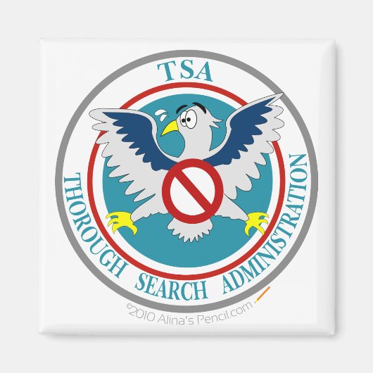 TSA Grappige Logo met Cartoon Eagle Magneet (Voorkant)