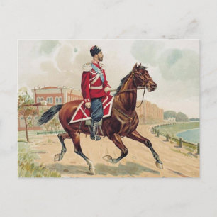 Tsar Nicolas II Romanov van Rusland op paard terug Briefkaart