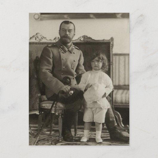 Tsar Nicolas, Tsarévitch Alexis de Russie Carte po (Devant)