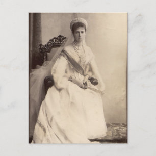 Tsarina Alexandra van Rusland, Romanov tiara & fan Briefkaart