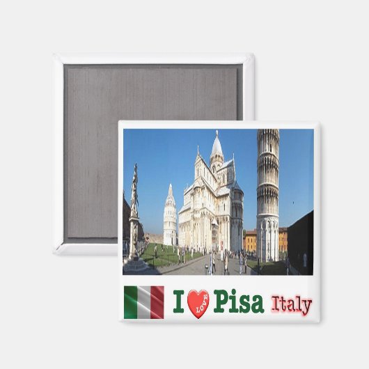 TSC098 PISA I Love, Piazza Duomo, Toscane, Fridge Magneet (Voorkant / Achterkant)