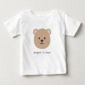 Tshirt bébé 1er anniversaire de visage de l'ours (Devant)
