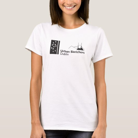 Tshirt blanc avec logo Urban Sketchers Dublin (Devant)