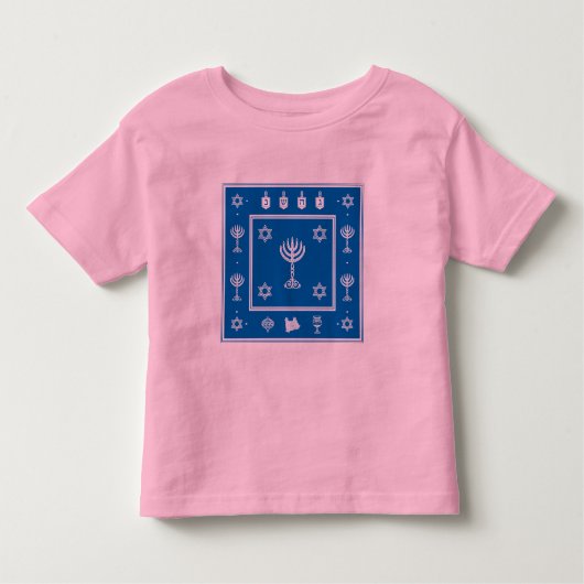 Tshirt bleu Hanoukka Motif Toddler Long Sleeve (Devant)