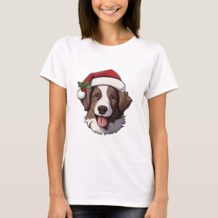 Tshirt - Bordure de Noël Collie Brown et blanc