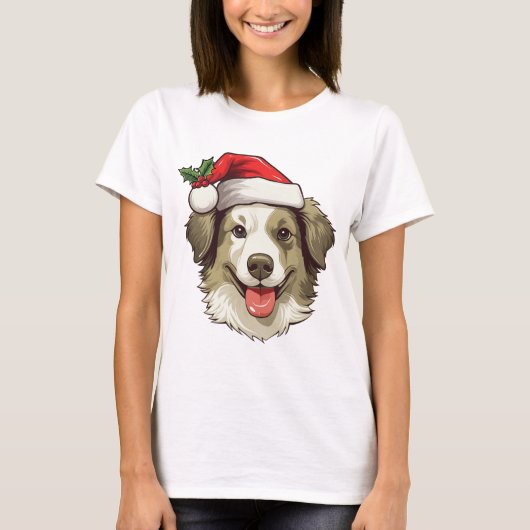 Tshirt - Bordure de Noël Collie Wheaton (Devant)