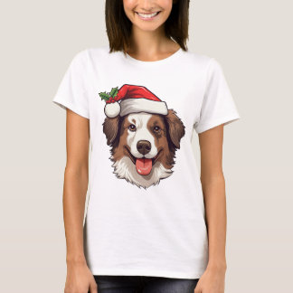Tshirt Christmas Border Collie Bruin wit