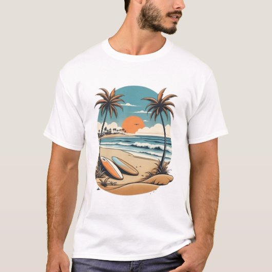 Tshirt de la scène de plage (Devant)