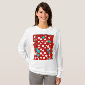 tshirt femme avec design folka rouge (Devant entier)