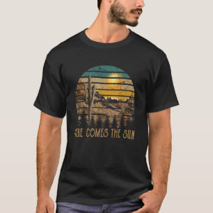 TShirt Here Comes The Sun Cactus Mignon Coucher de