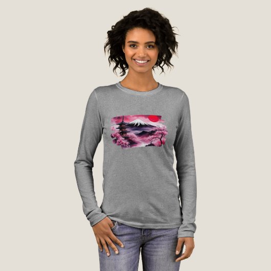 Tshirt manche longue paysage japonais pour femmes  (Recto complet)
