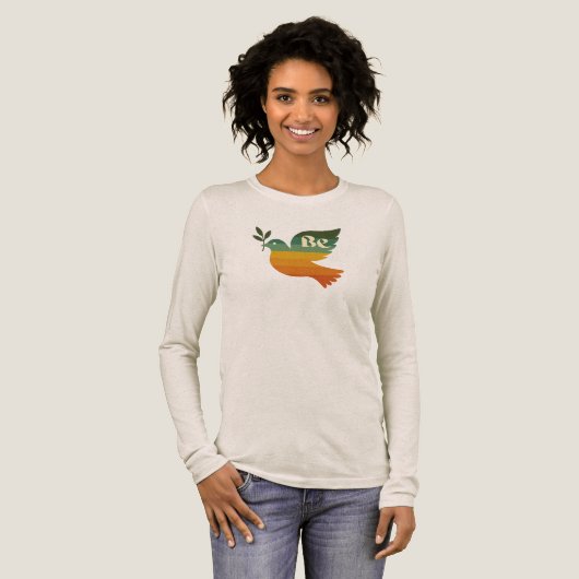 Tshirt Manches Longues Colombe de la Paix Rétro Ar (Recto complet)