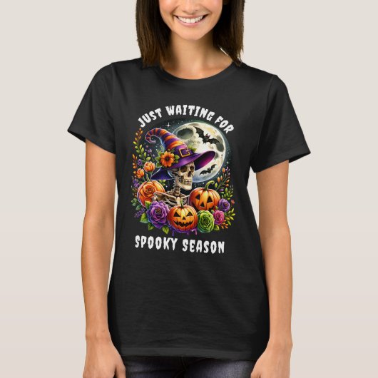 Tshirt noir avec squelette Halloween (Devant)