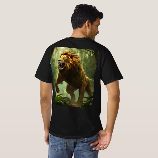 Tshirt noir lion rugissant (Dos entier)