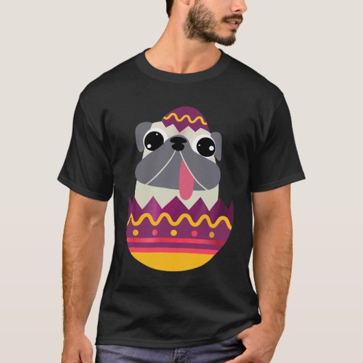 Tshirt Pâques Œuf Pug Joyeuse Fête de Pâques (Devant)