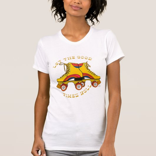 tshirt | Retro Rainbow Roller Patins - Jaune (Devant)