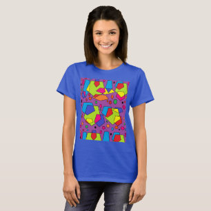 Tshirt top met grote gekleurde brokken erop